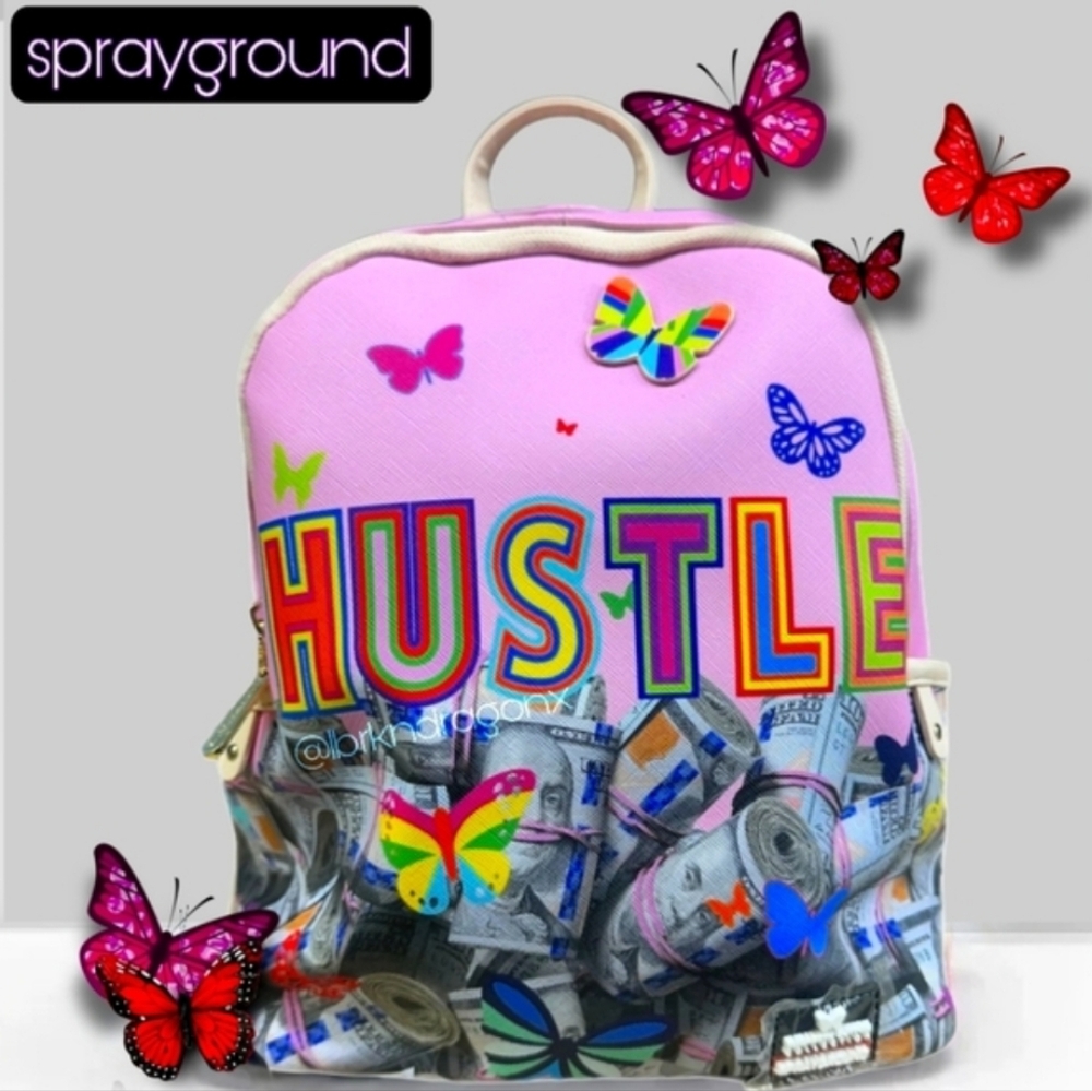 Sprayground Pink Butterfly Hustle Backpack Limited Edition Special Collab - Picture 6 of 9